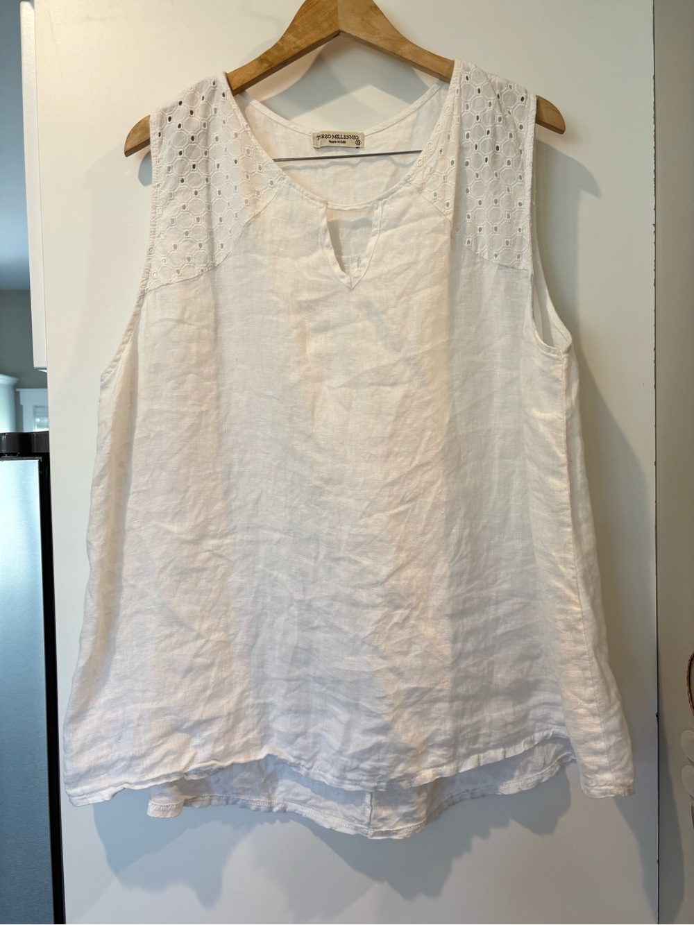 Terzo Millennio linen & cotton sleeveless blouse size 1X as new condition!!